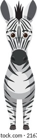 Cute zebra in flat cartoon style illustration