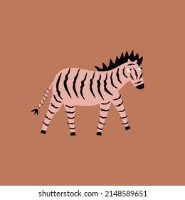 Cute zebra hand drawn vector illustration. African animal in flat style. Adorable baby character.