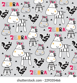 cute zebra with heart pattern vector illustration