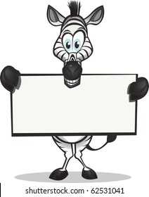 Cute zebra holding up a sign. Divided into layers for easy editing. / Cute Zebra holding sign