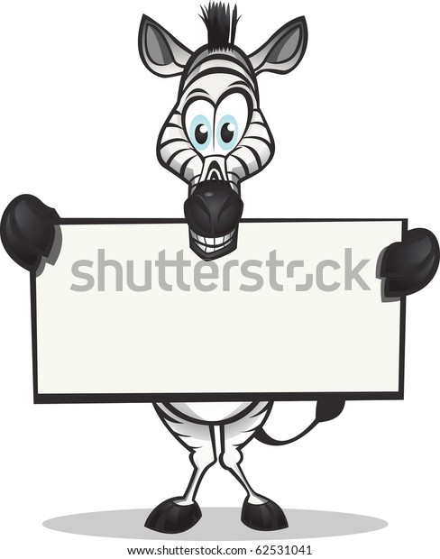 Cute zebra holding up a sign.\
Divided into layers for easy editing. / Cute Zebra holding\
sign