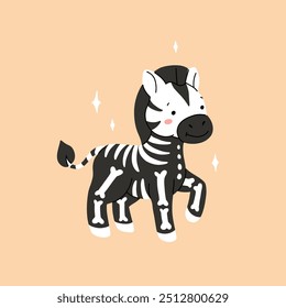 Cute zebra icon. Sticker for social networks, graphic element for website. Tropical and exotic animal, savanna and africa. Toy, mascot. Charming character for kids. Cartoon flat vector illustration