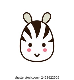 Cute zebra kawaii style. Cartoon animal vector illustration.