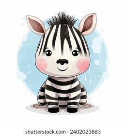 Cute zebra on a blue background