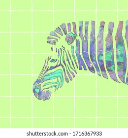 
cute zebra pattern.wildlife art illustration. Vintage graphic for fabric, postcard, greeting card, book