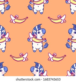 Cute zebra seamless pattern. Clip art vector.