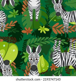 Cute zebra seamless pattern illustration