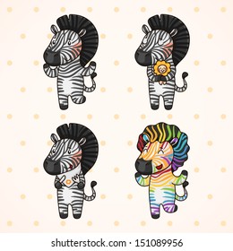 Cute zebra, set