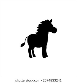Cute zebra Silhouette icon vector flat design.