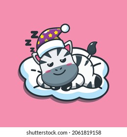 Cute zebra sleep cartoon vector illustration