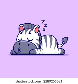 Cute Zebra Sleeping Cartoon Vector Icon Illustration. Animal Nature Icon Concept Isolated Premium Vector. Flat Cartoon Style