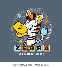 Cute zebra smile, Flat Vector Illustration