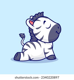 Cute Zebra Stretching Cartoon Vector Icon Illustration. Animal Sport Icon Concept Isolated Premium Vector. Flat Cartoon Style