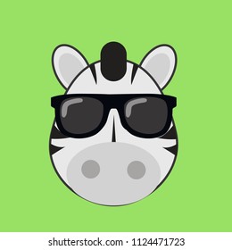 cute zebra with sunglasses vector illustration