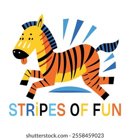 Cute zebra with text flat style sticker
