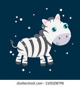 Cute zebra vector illustration. Flat design.