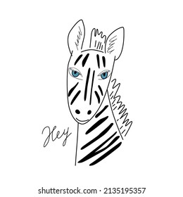 Cute zebra. Vector illustration. Single isolated decor element. EPS clip art design.