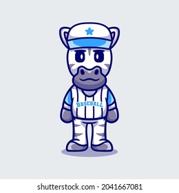 cute zebra wearing baseball uniform, suitable for cute animal baseball t-shirt design