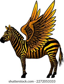 Cute zebra with wings. Isolated animal