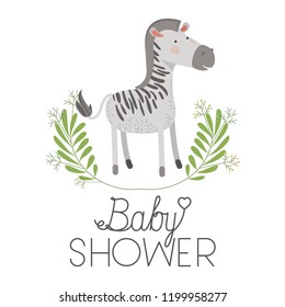 cute zebra with wreath baby shower card