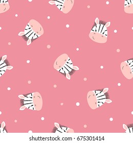 Cute zebras pattern. Vector seamless background for kids. Baby print.