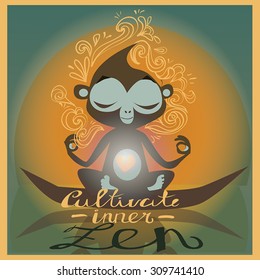 cute zen monkey