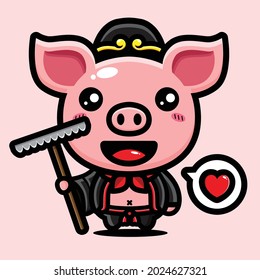 Cute Zhu Bajie Chinese Character Design