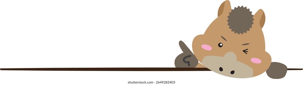 Cute Zodiac Horse Pointing with Line for Notice or Highlight