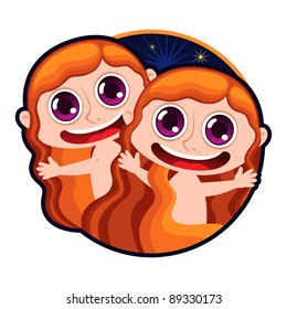 Cute zodiac icons, Gemini