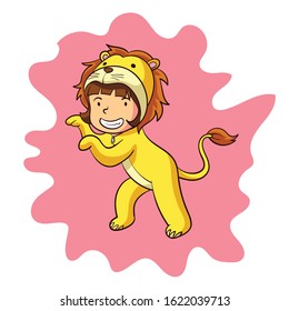 A cute zodiac leo character. Leo sign between July 23 to August 22.