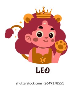 Leão Zodíaco Bonito Com Ilustração Da Coroa