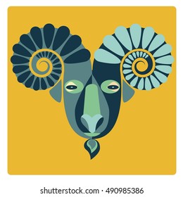 Cute zodiac sign - Aries. Vector flat picture.