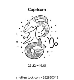 Cute zodiac sign - Capricorn. Vector illustration