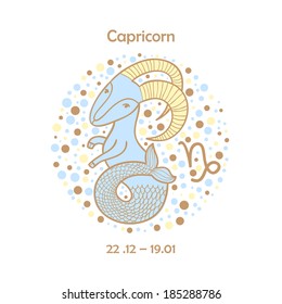 Cute zodiac sign - Capricorn. Vector illustration