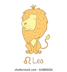 Cute zodiac sign - Leo. Vector illustration