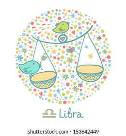 Cute zodiac sign - Libra. Vector illustration