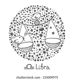 Cute zodiac sign - Libra. Vector illustration