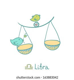 Cute zodiac sign - Libra. Vector illustration