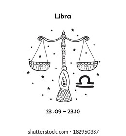 Cute zodiac sign - Libra. Vector illustration