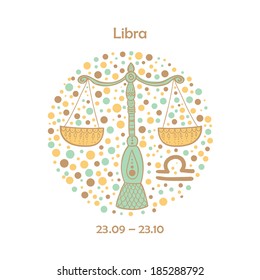 Cute zodiac sign - Libra. Vector illustration