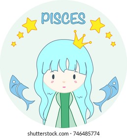 Cute Zodiac Sign - Pisces - Vector illustration