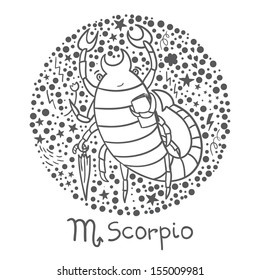 Cute zodiac sign - Scorpio. Vector illustration