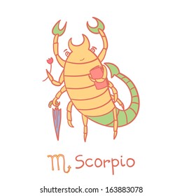 Cute zodiac sign - Scorpio. Vector illustration