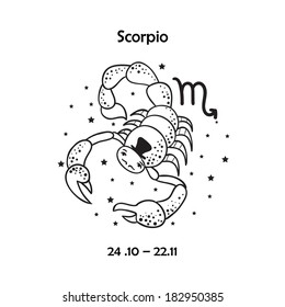 Cute zodiac sign - Scorpio. Vector illustration