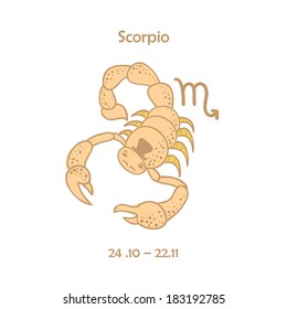 Cute zodiac sign - Scorpio. Vector illustration