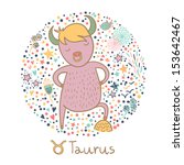 Cute zodiac sign - Taurus. Vector illustration. 