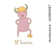 Cute zodiac sign - Taurus. Vector illustration.