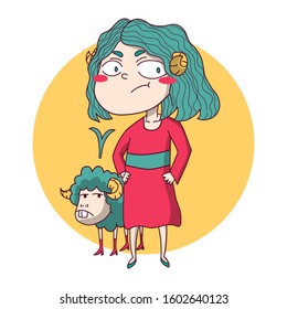 Cute zodiac sign vector illustration of the girl 