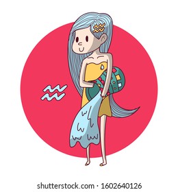 Cute zodiac sign vector illustration of the girl 