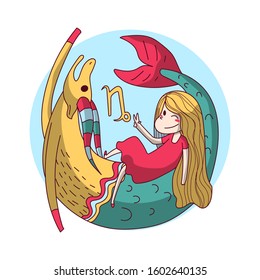 Cute zodiac sign vector illustration of the girl 